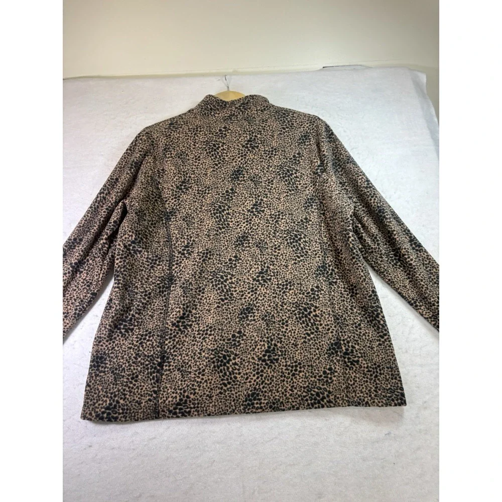 Lands End Anyweather Fleece Quarter Zip Pullover Womens XL Animal Print 1/4 Zip